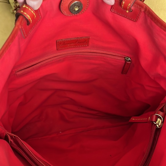 Dooney & Bourke Zebra Print Canvas and Suede Handbag with Red Accents - Picture 12 of 13